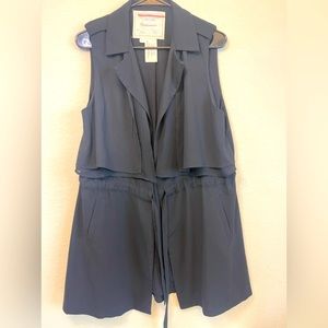 ANTHROPOLOGIE Cartonnier Black Tie Waist Vest Blazer with Pockets Women’s Small